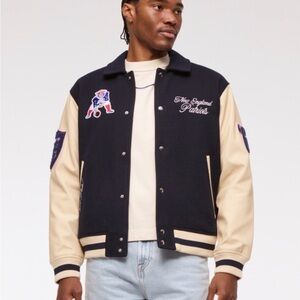 Abercrombie & Fitch Navy and Cream Varsity Jacket